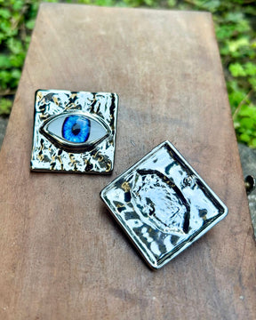 Silver Evil Eye Stud Earrings
