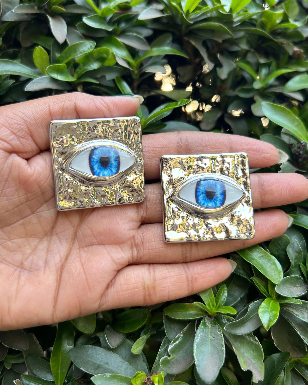 Silver Evil Eye Stud Earrings