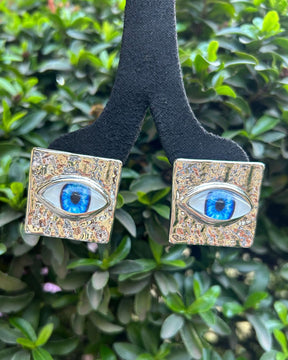 Silver Evil Eye Stud Earrings