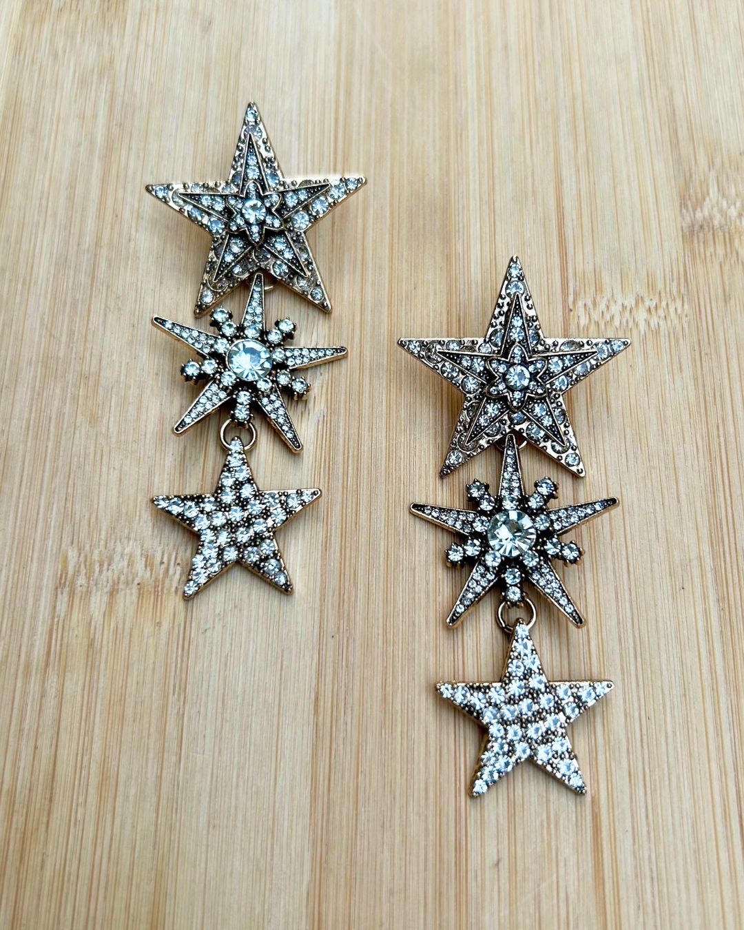 Crystal Star Tassel Drop Earrings