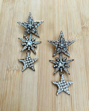 Crystal Star Tassel Drop Earrings