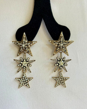 Crystal Star Tassel Drop Earrings
