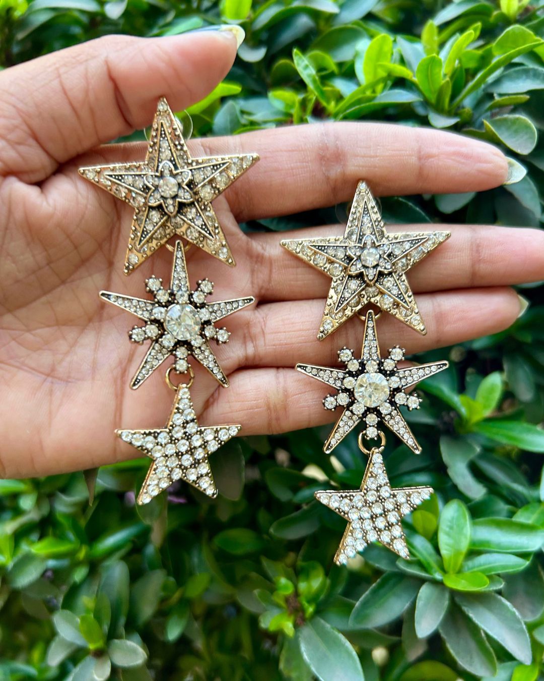 Crystal Star Tassel Drop Earrings