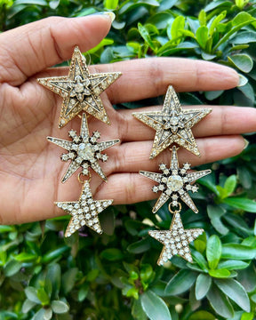 Crystal Star Tassel Drop Earrings