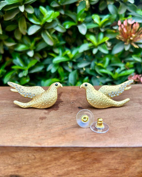 Chidiya Matt Gold Diamond Stud Earrings