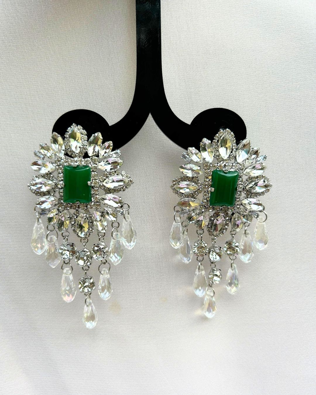 Flower Glass Bead Tassel Drop Earrings