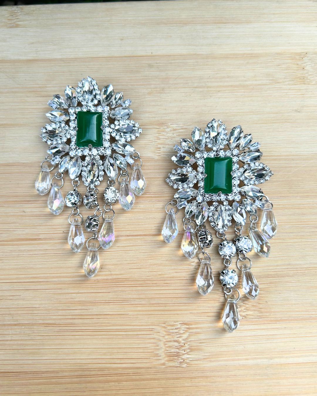 Flower Glass Bead Tassel Drop Earrings