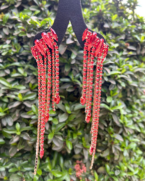 Red Crystal Rhinestone Drop Earrings