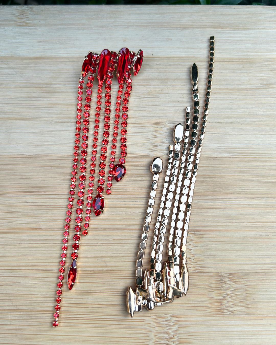 Red Crystal Rhinestone Drop Earrings