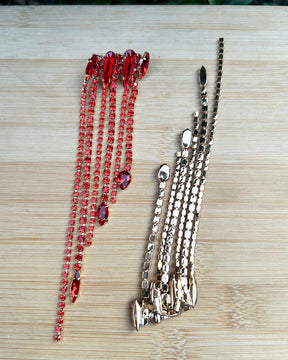 Red Crystal Rhinestone Drop Earrings