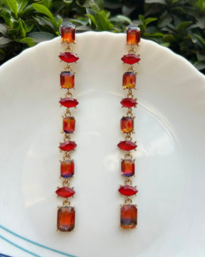 Vintage Brown Crystal Statement Drop Earrings