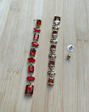 Vintage Brown Crystal Statement Drop Earrings