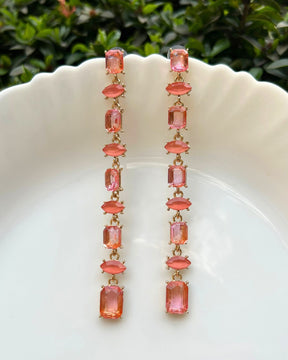 Vintage Pink Crystal Statement Drop Earrings