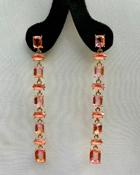 Vintage Pink Crystal Statement Drop Earrings