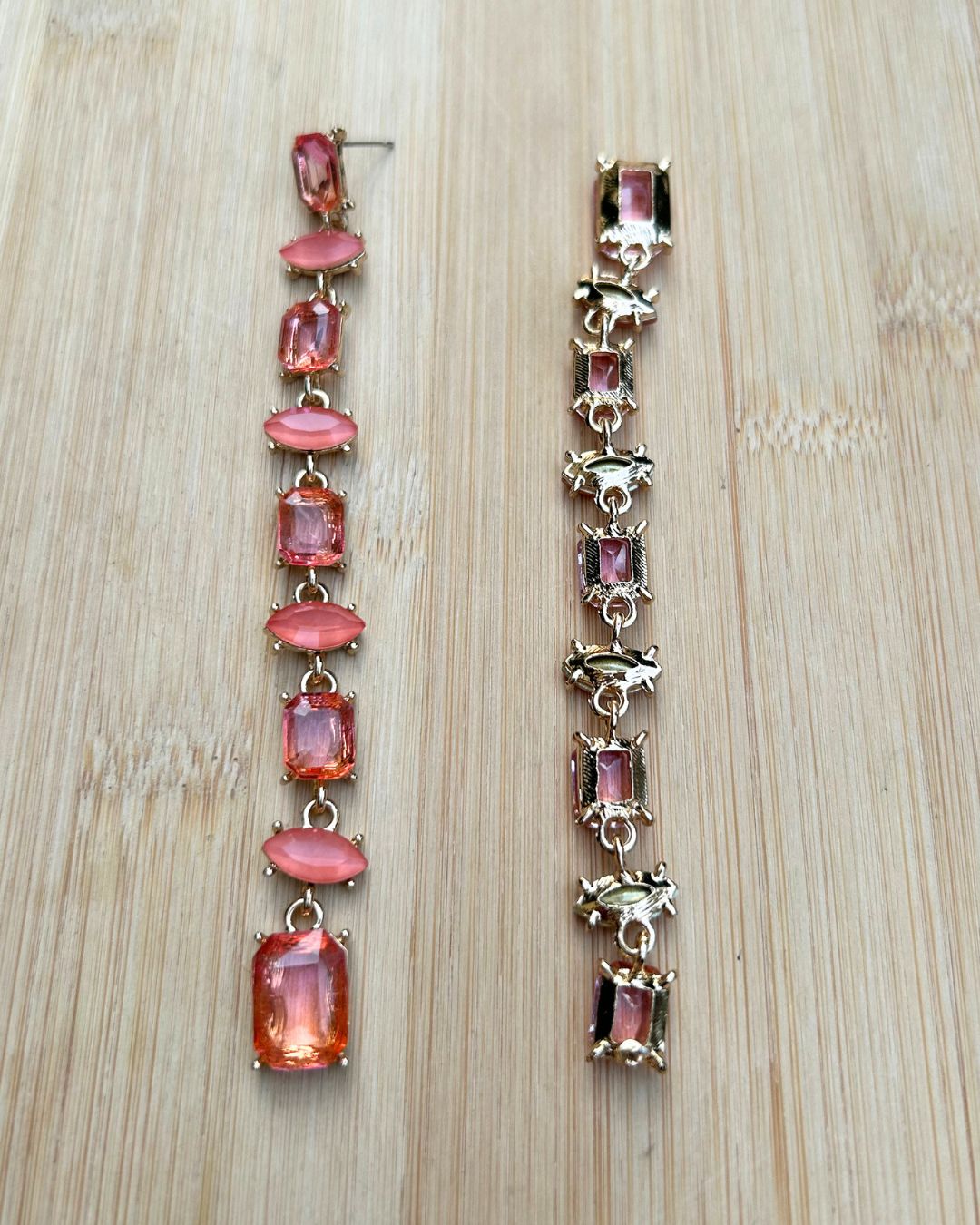 Vintage Pink Crystal Statement Drop Earrings