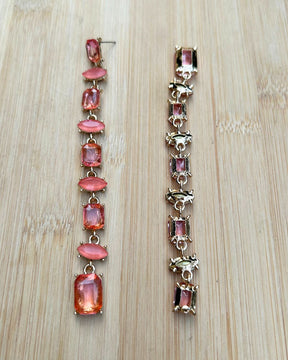 Vintage Pink Crystal Statement Drop Earrings