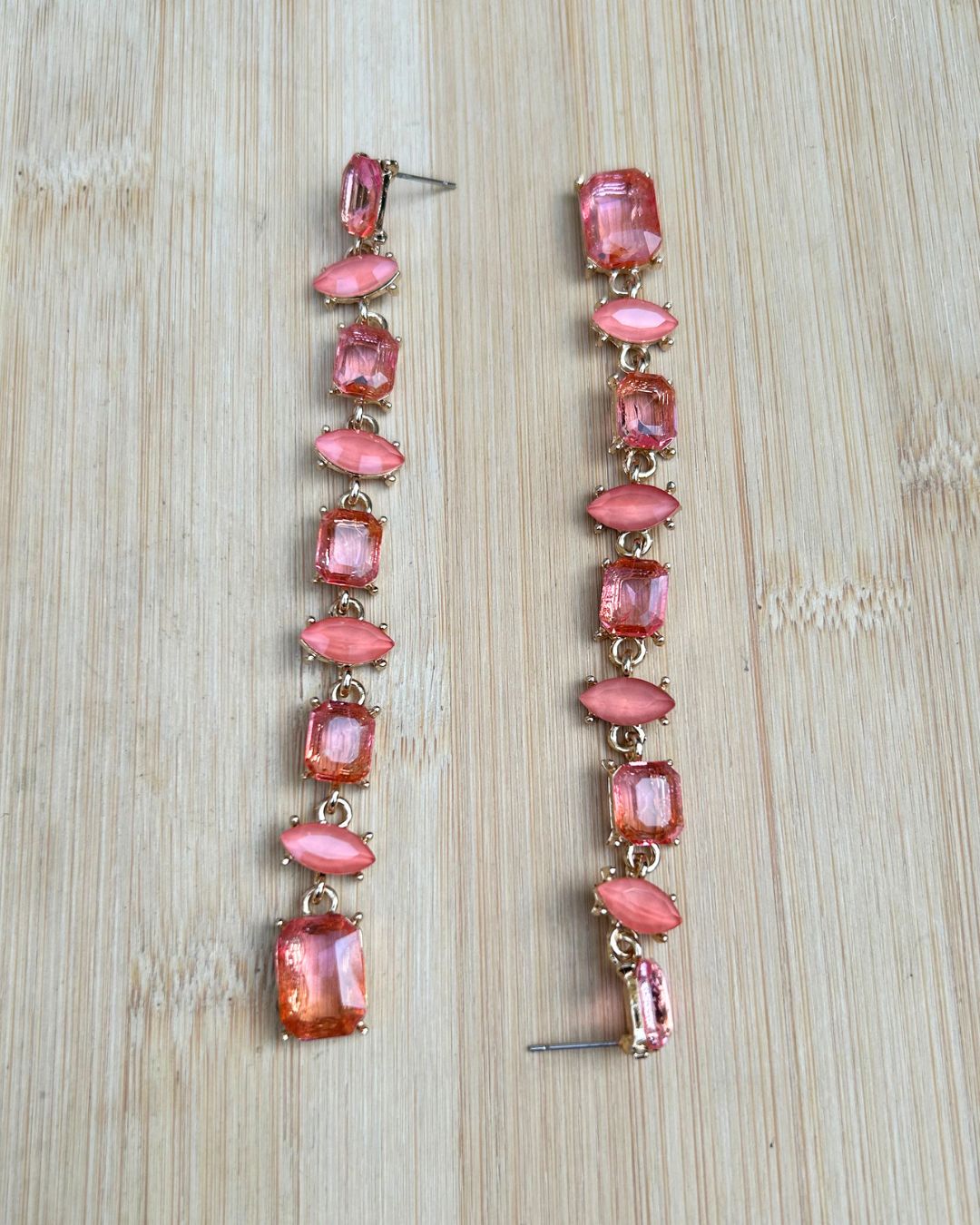 Vintage Pink Crystal Statement Drop Earrings