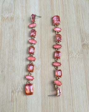 Vintage Pink Crystal Statement Drop Earrings