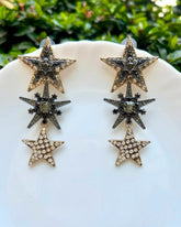 Crystal Rhodium Star Tassel Drop Earrings