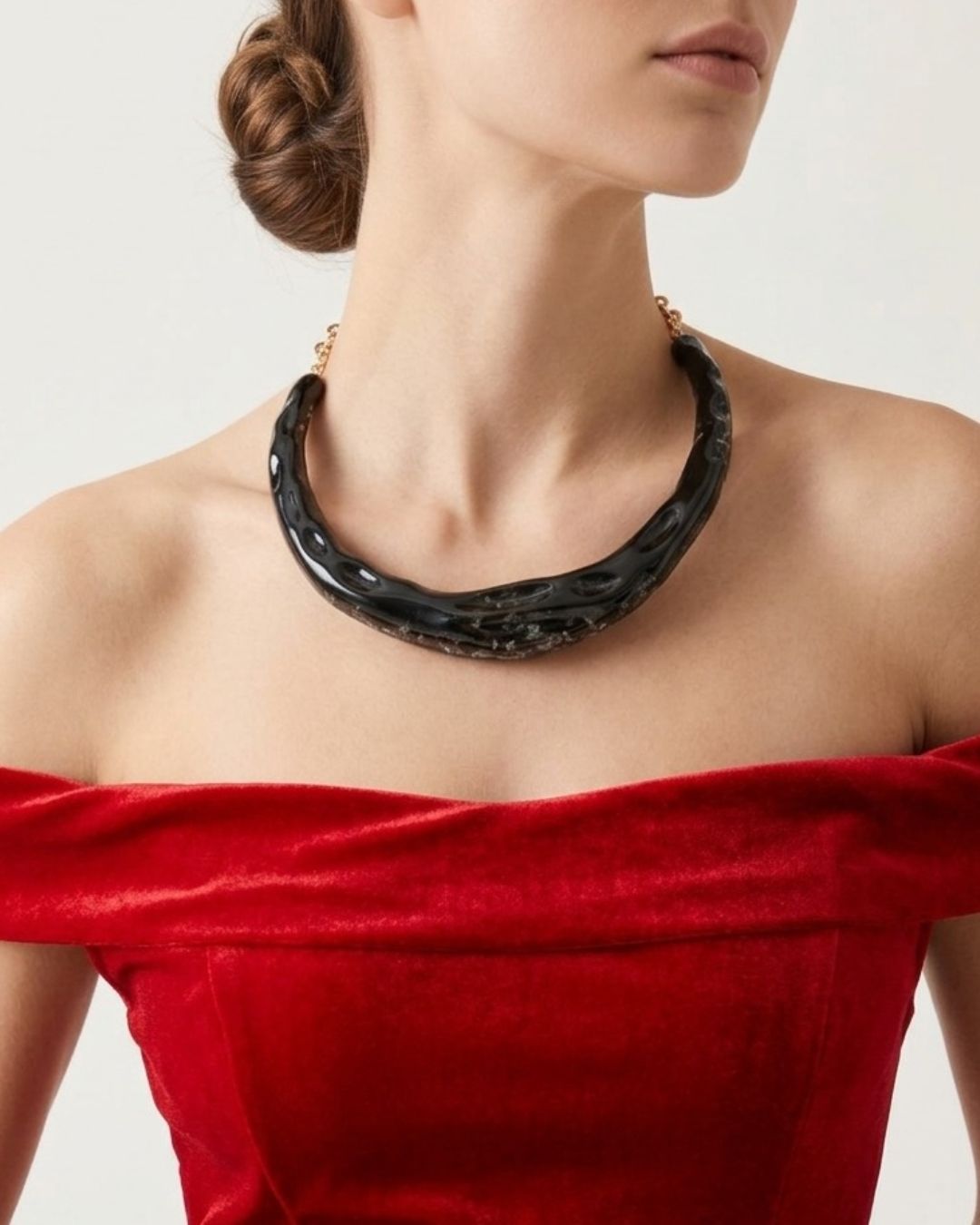 Black Resin Acrylic Collar Necklace