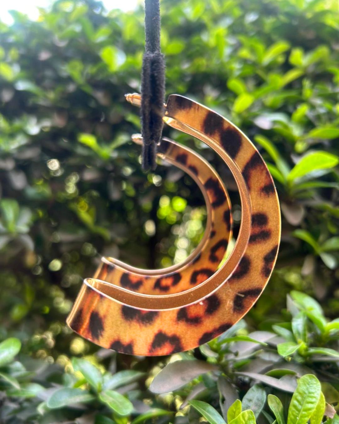 Animal Print D Shape Hoop Earrings