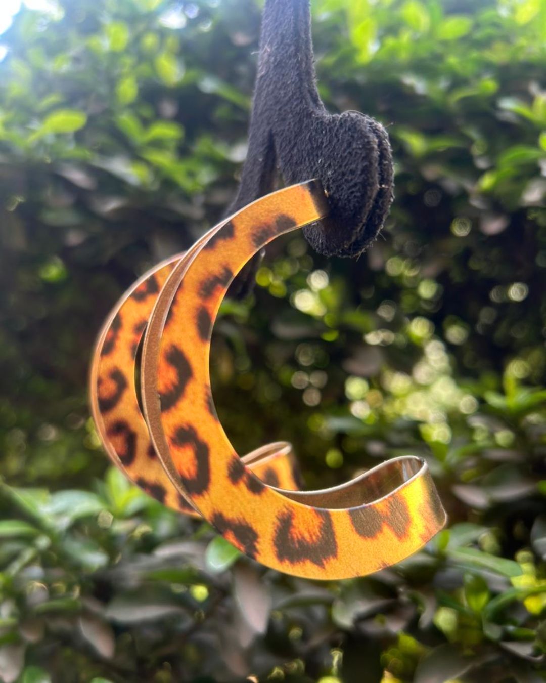 Animal Print D Shape Hoop Earrings