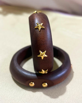 Brown Wooden Boho Geometric Bracelet (Pack of 2)