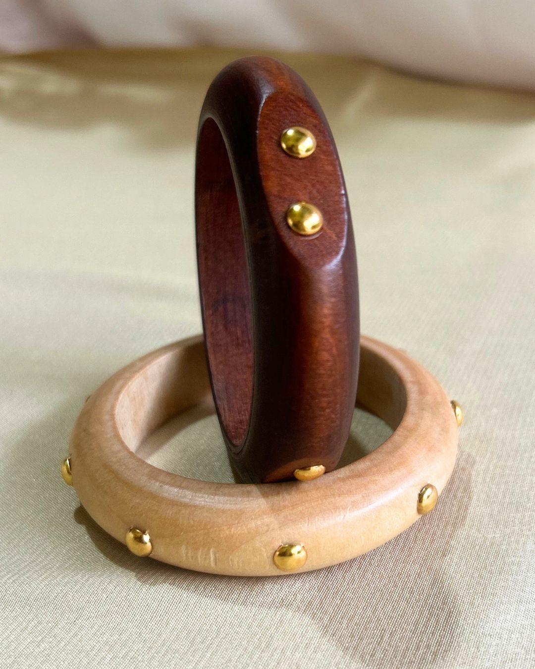 Brown And Ivory Wooden Retro Geometric Bracelet