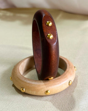 Brown And Ivory Wooden Retro Geometric Bracelet