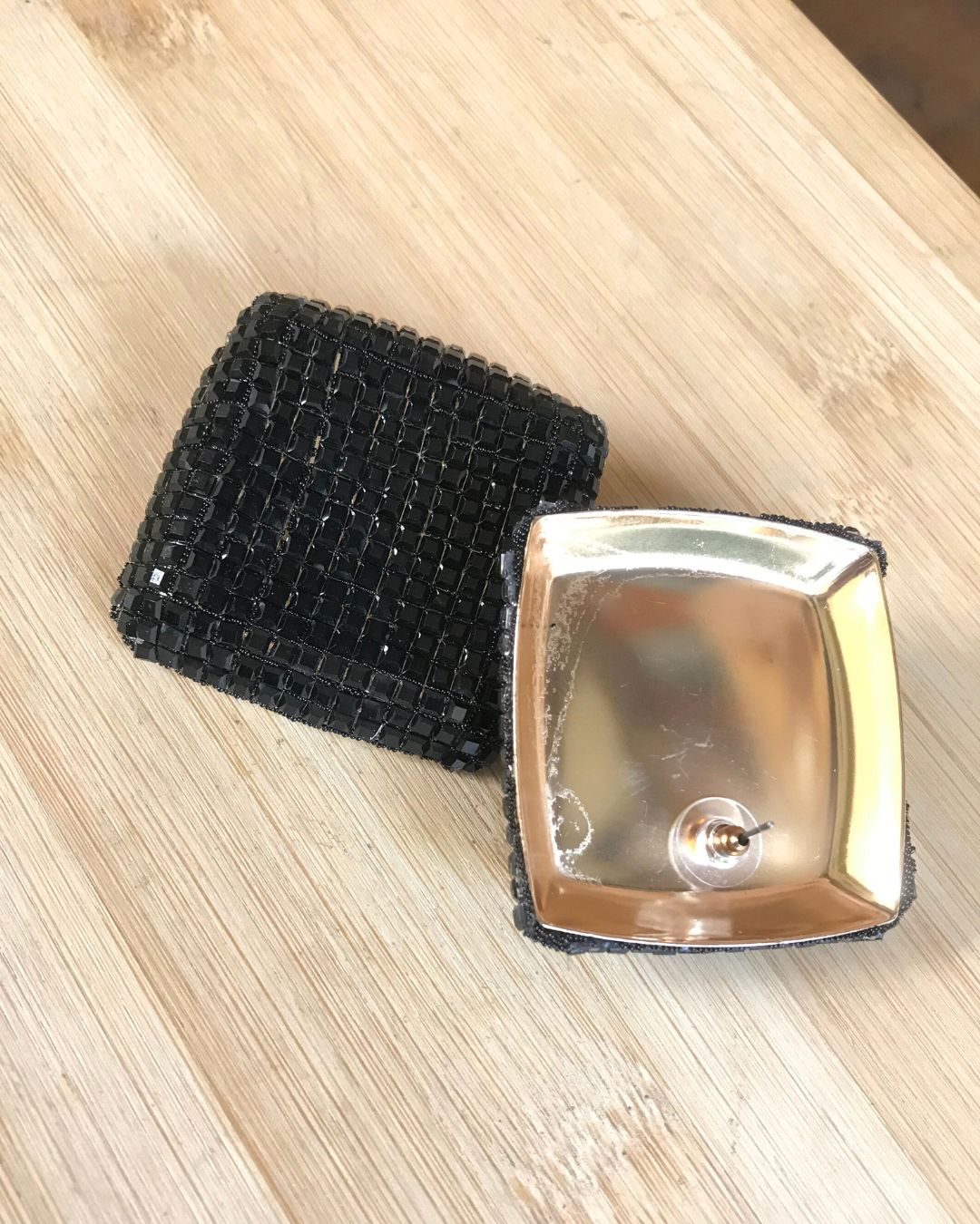 Bling Blogger Black Square Earrings - Big