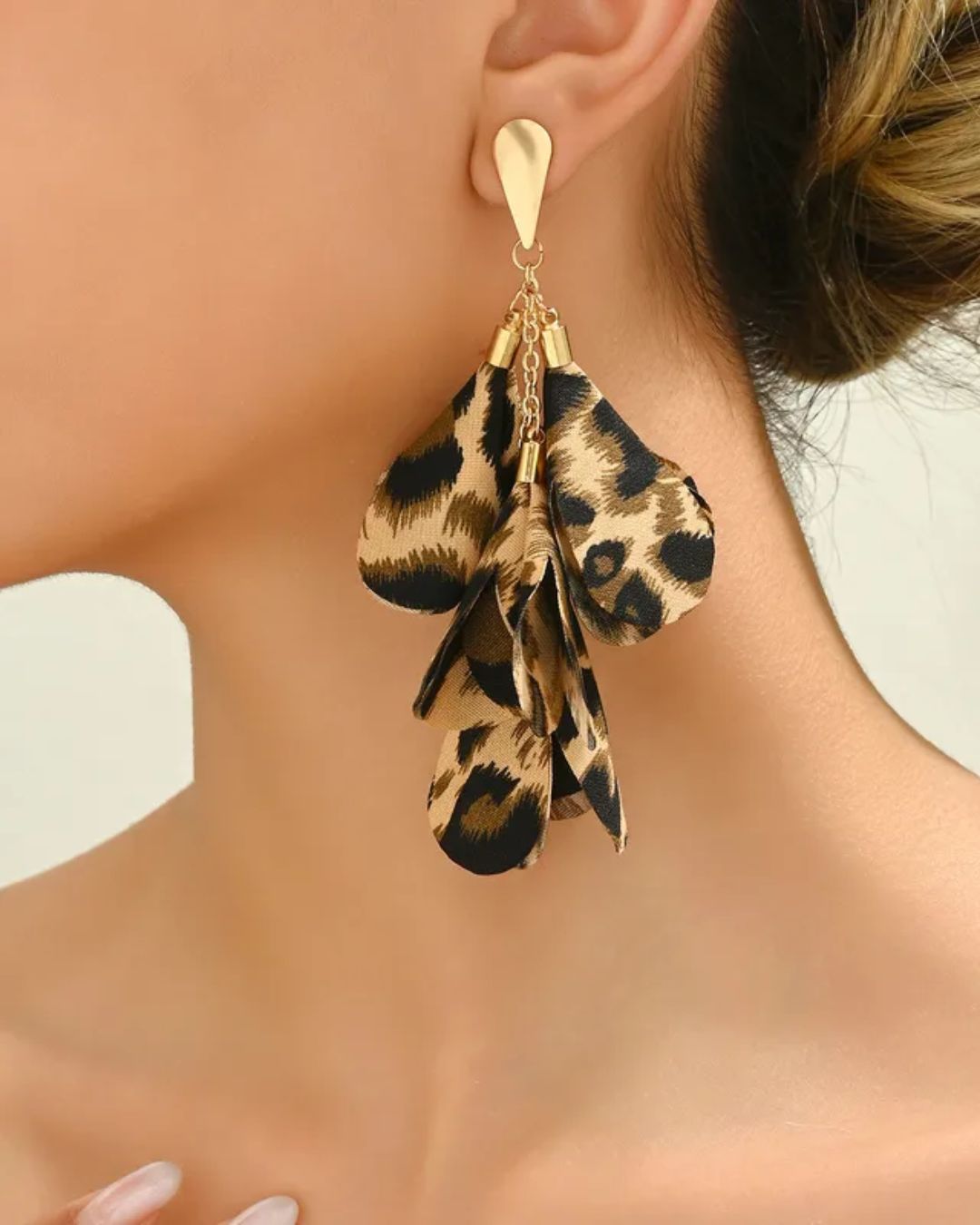 Animal Print Statement Bow Drop Earrings