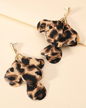 Animal Print Statement Bow Drop Earrings