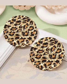 Animal Print Disc Stud Earrings