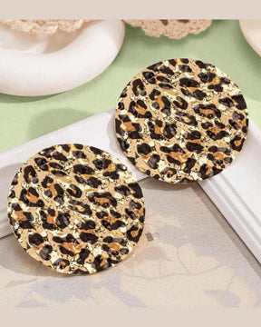 Animal Print Disc Stud Earrings
