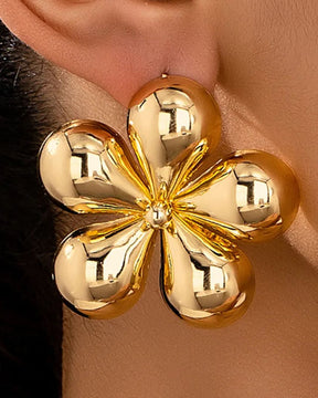 Golden Flower Stud Earrings
