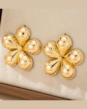 Golden Flower Stud Earrings