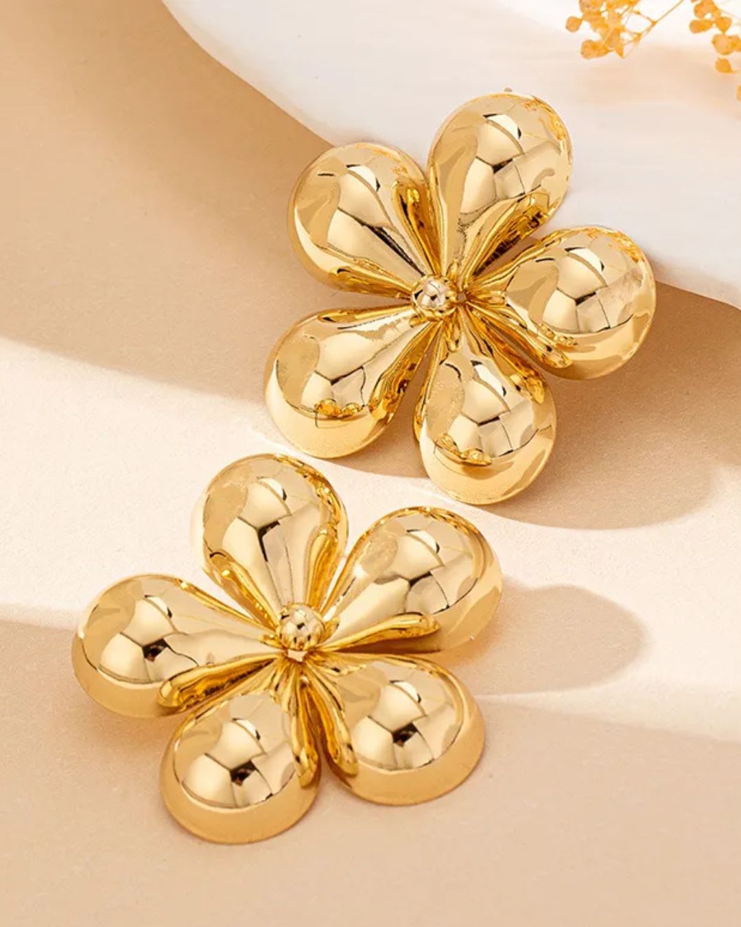 Golden Flower Stud Earrings