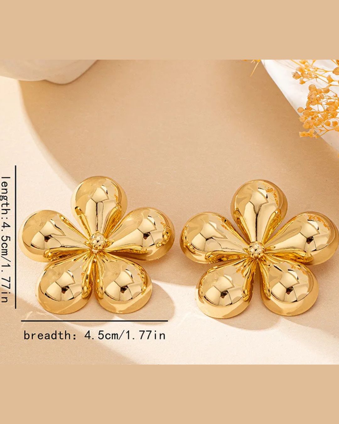 Golden Flower Stud Earrings