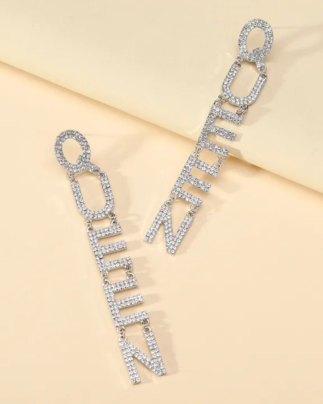 Silver Queen Rhinestone Drop Earrings