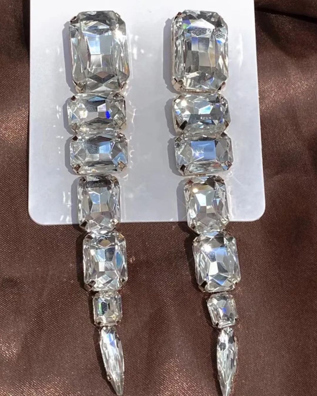 Silver Rhinestone Drop Earrings