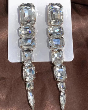Silver Rhinestone Drop Earrings