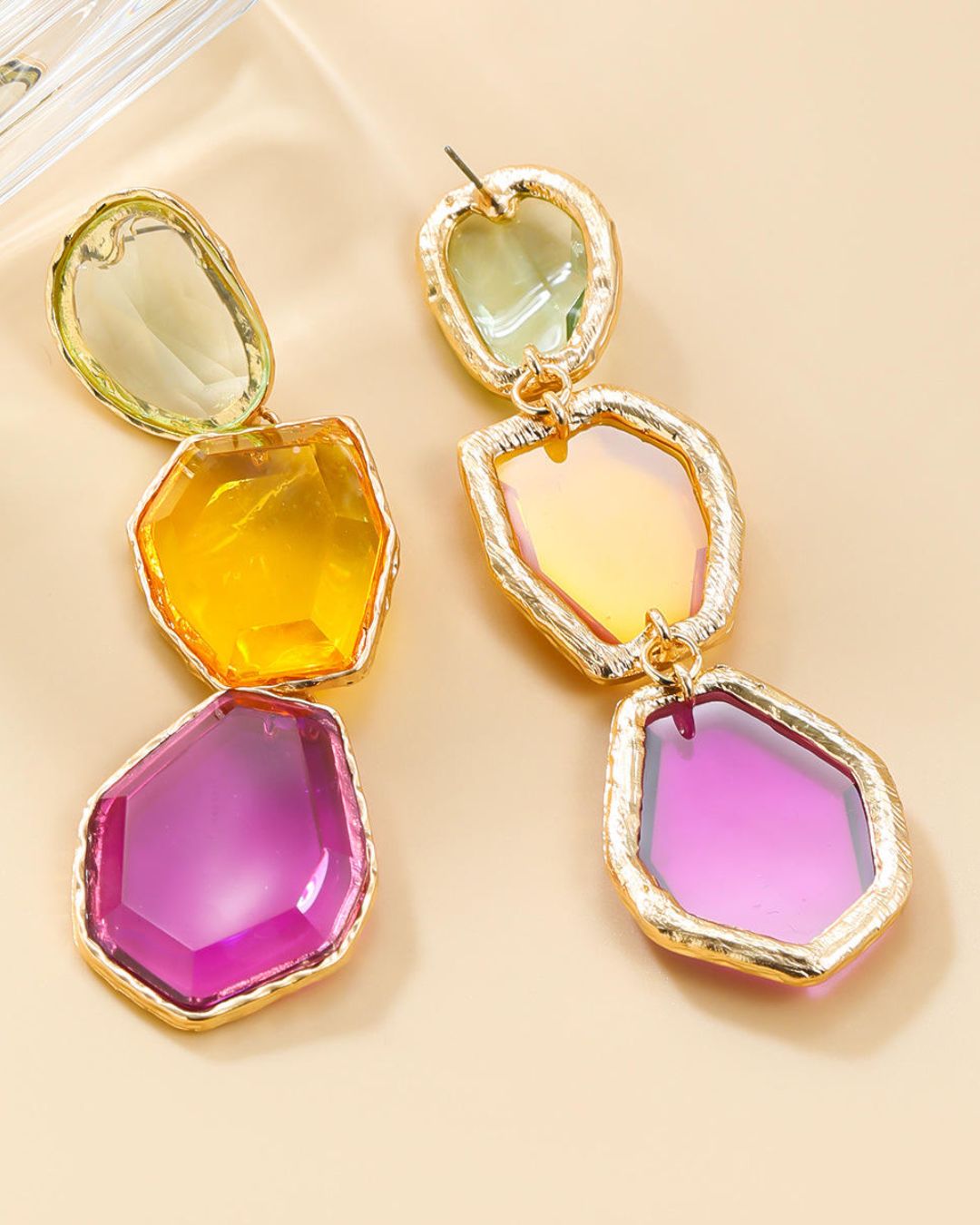 Maya Clear Crystal Multicolor Statement Earrings