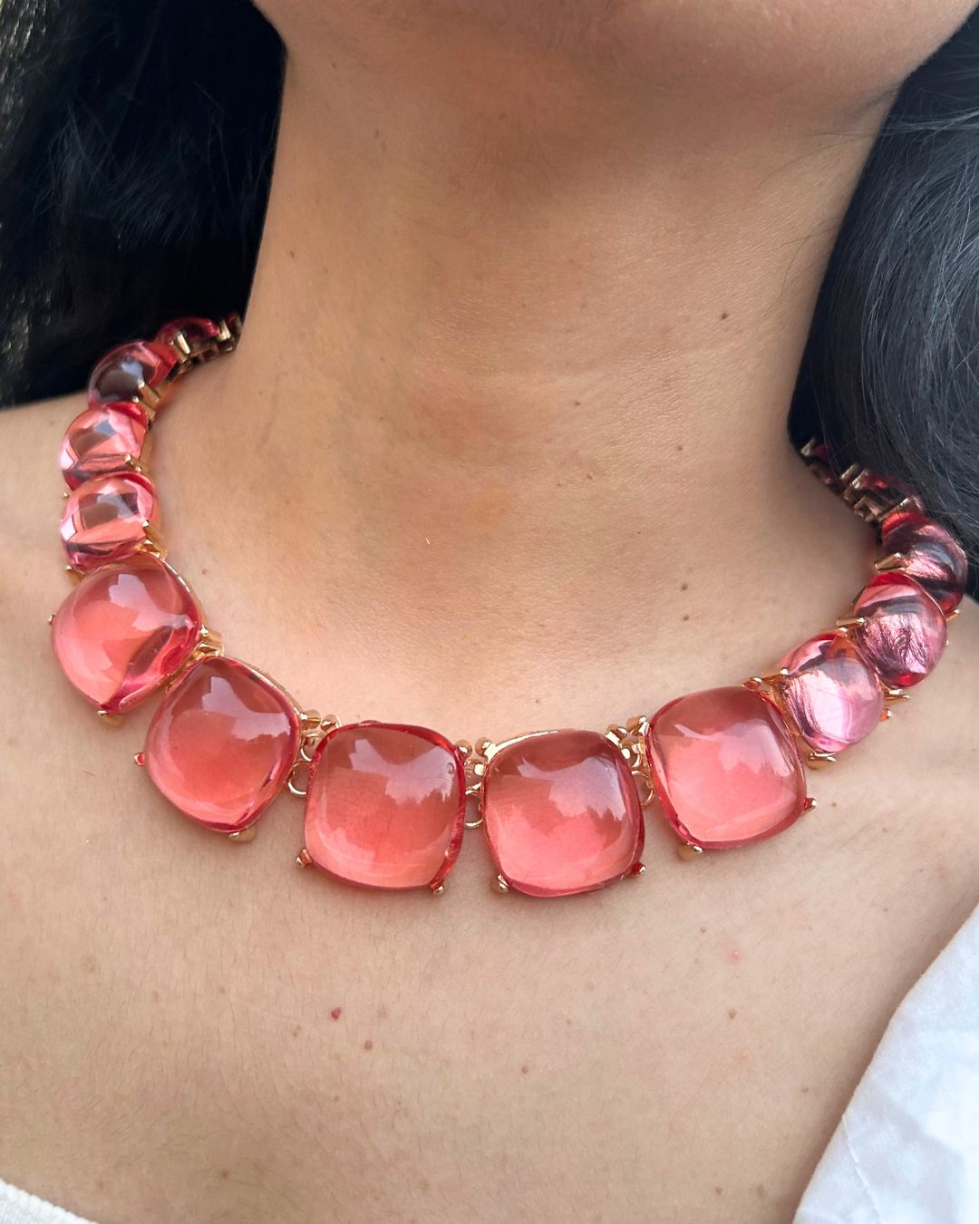 Maya Peach Statement Necklace