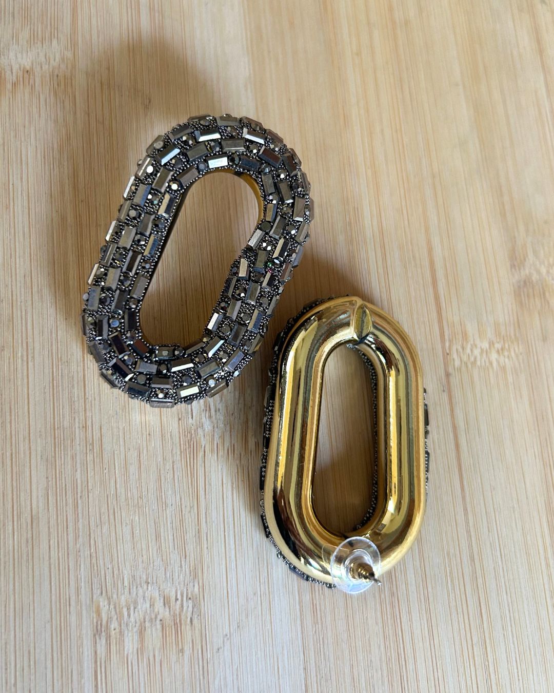Bling Blogger Rhodium Oval Earrings
