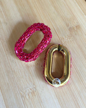 Bling Blogger Fuschia Pink Oval Earrings