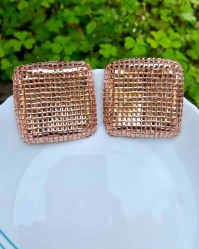 Bling Blogger Rose Gold Square Earrings - Big