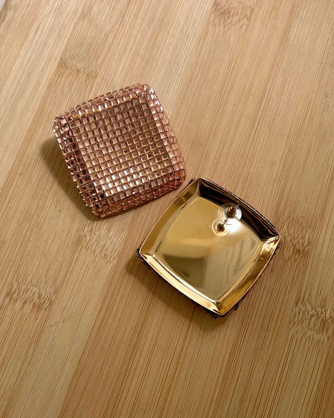 Bling Blogger Rose Gold Square Earrings - Big
