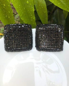 Bling Blogger Black Square Earrings - Big