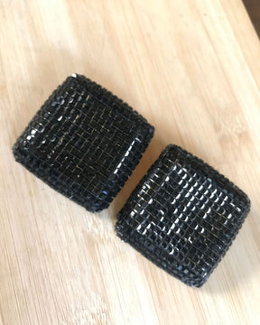 Bling Blogger Black Square Earrings - Big