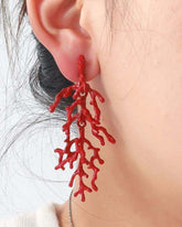 Red Coral Drop Earrings